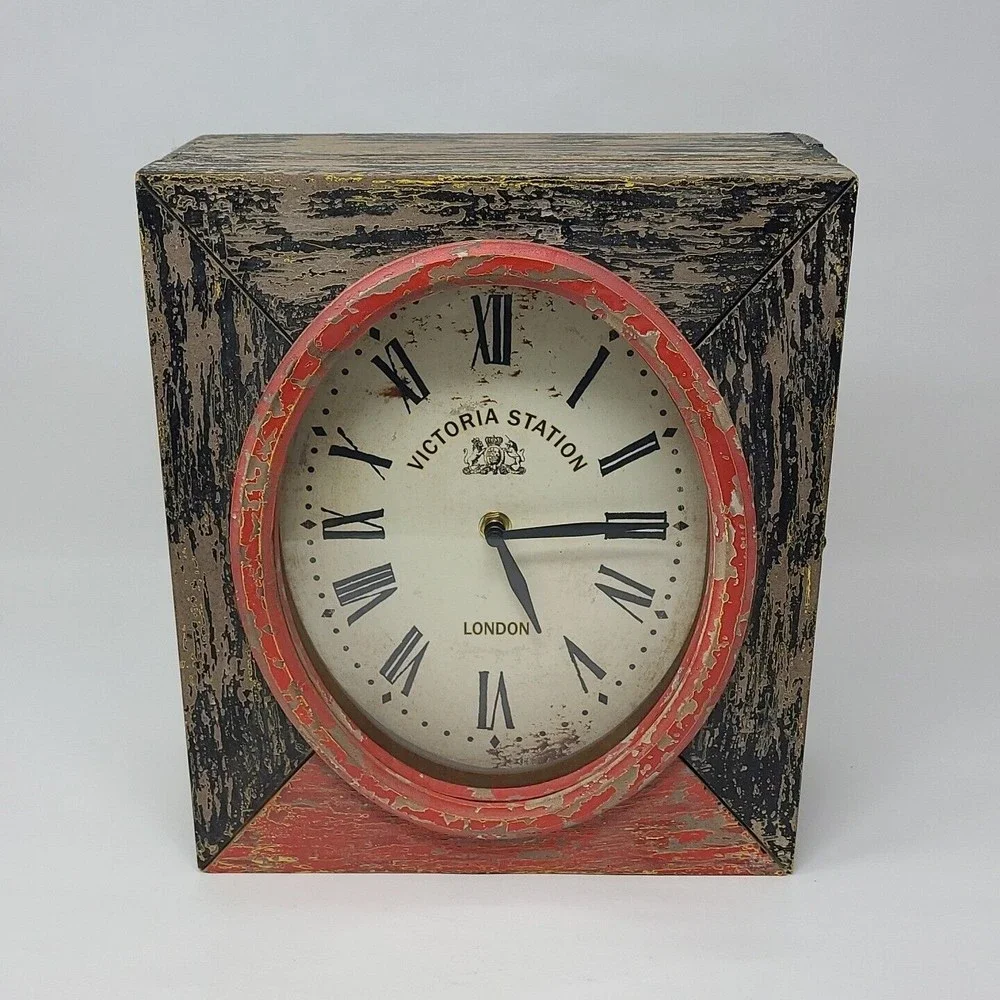Distressed Clock Jewelry Box Wooden Hanging Setting 12
